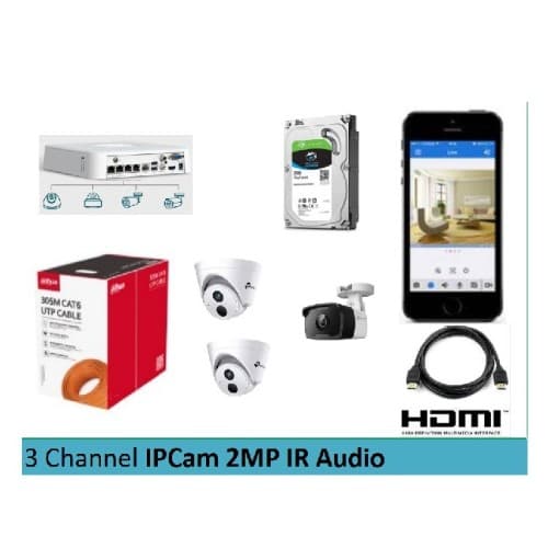 Paket Hemat IPCam 2MP + Audio 3 Channel